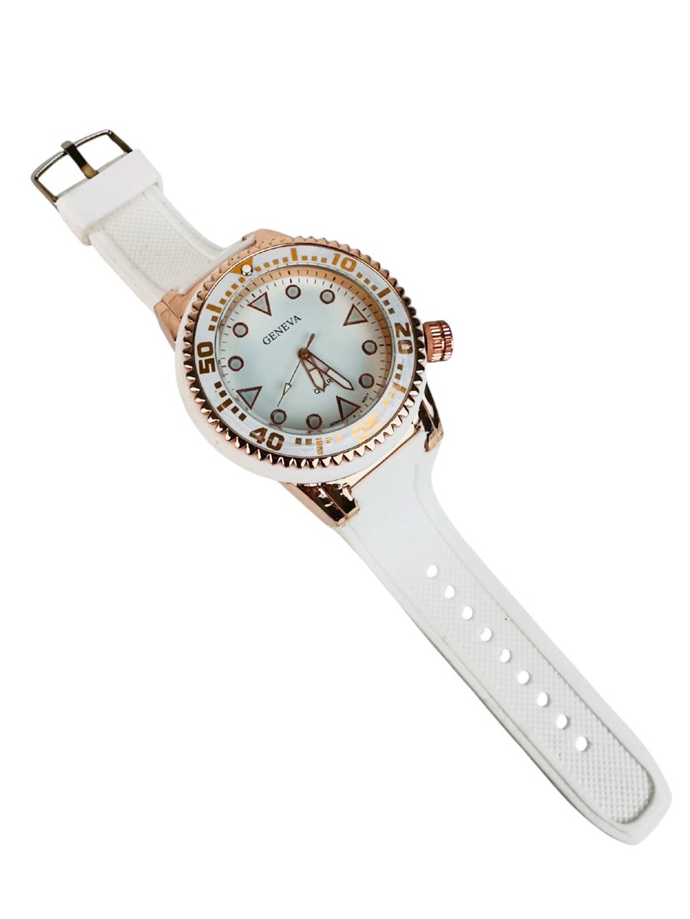 Geneva White and Rose Gold Accent Super Size Bold Watch